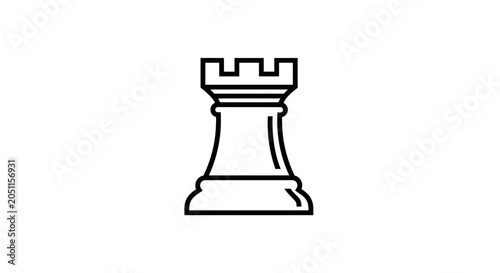 Isolated chess rook icon classic black and white design on clean background