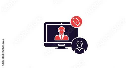 Online meeting illustration business communication and digital collaboration