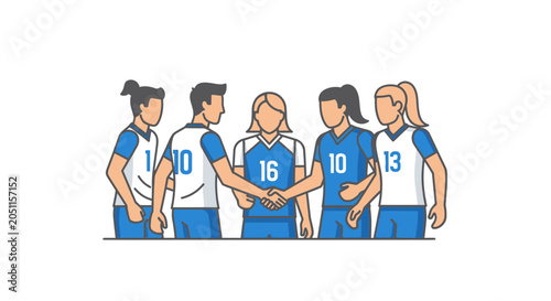 Volleyball team handshake illustration of cooperation and teamwork
