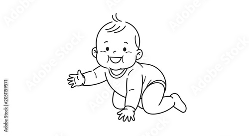 Photos Happy Baby Crawling on Floor.