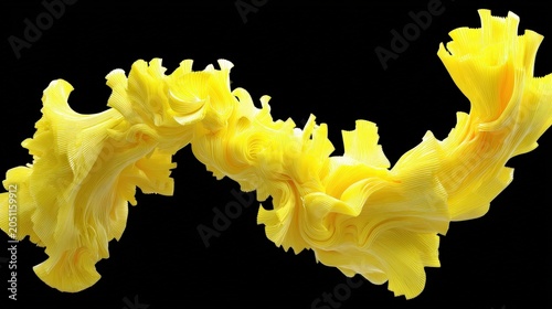 Vibrant Yellow Abstract Wave Pattern on a Black Background