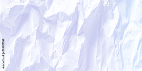 Schilderij op canvas Crumpled white paper texture background with soft blue undertones for design and