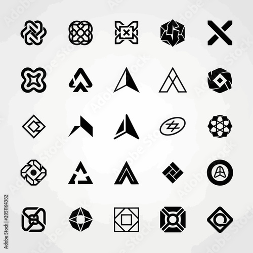 Abstract Geometric Logos and Icons Collection, Minimalist Design Elements