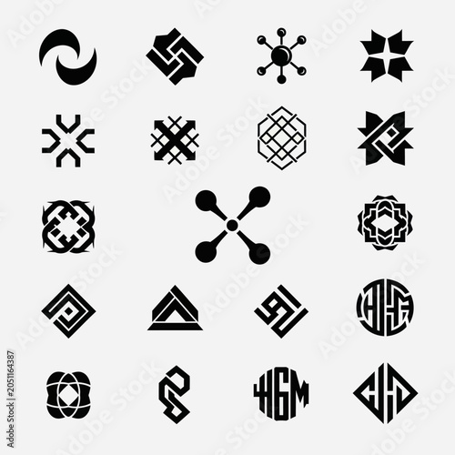 Abstract Geometric Logos and Icons Collection, Minimalist Design Elements