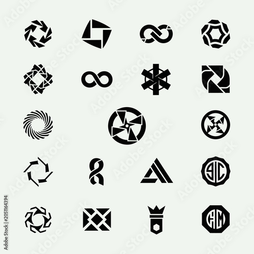 Abstract Geometric Logos and Icons Collection, Modern Design Elements
