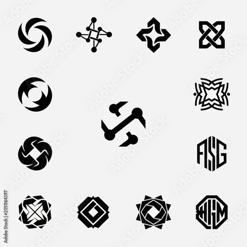 Abstract Geometric Logos and Icons Collection, Modern Design Elements