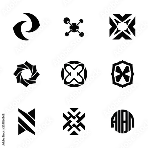Abstract Geometric Logos and Icons Set - Black and White Symbols
