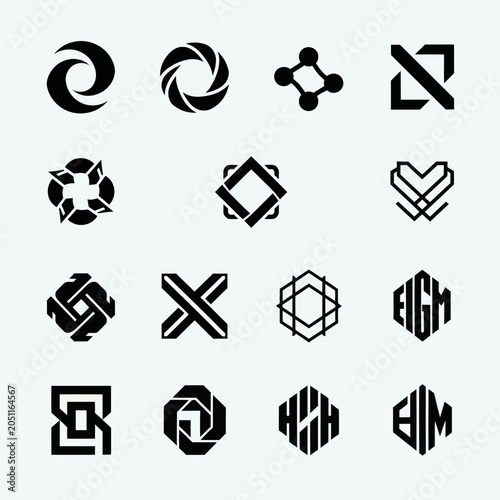 Abstract Geometric Logos and Icons Set - Modern Design Elements