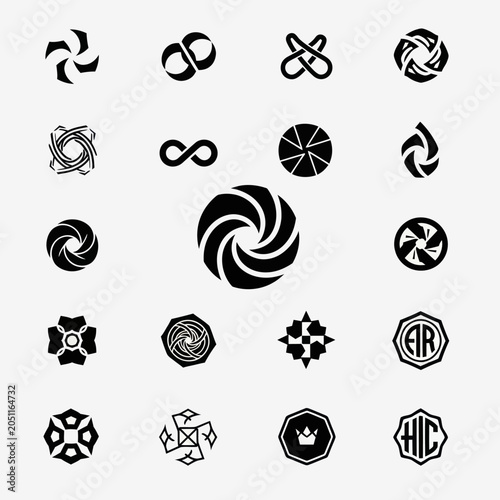 Abstract Geometric Logos and Symbols Collection - Black and White Icons