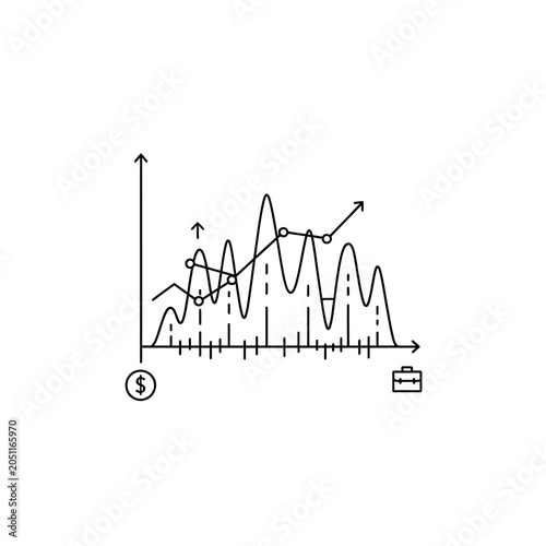 Abstract financial market line graph with dollar symbol and briefcase