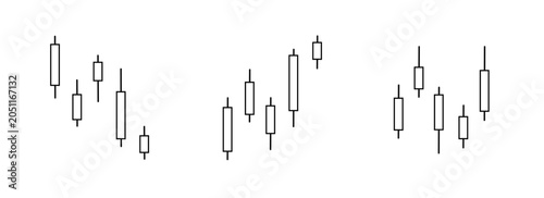 Stock market candlestick chart patterns showing bullish, bearish, and sideways trends for technical analysis, trading, and financial data visualization.
