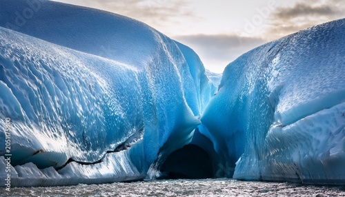 Majestic Deep Glacier Crevasse With Striking Blue Ice Layers And Sharp Cracks Creating A Sense Of Wonder And Awe