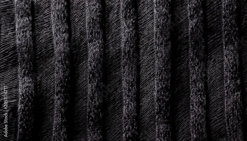 Black Knitted Fabric Cotton Textured Background Closeup With Copy Space For Your Design