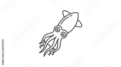 Foto Simple cute squid outline drawing for children.