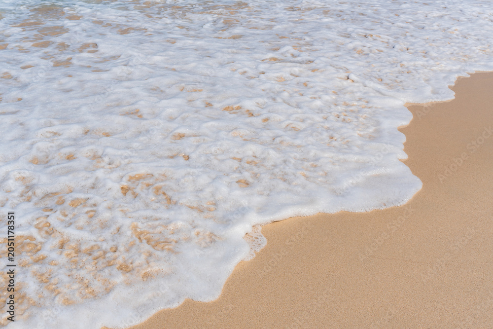 Obraz premium Soft wave on sandy beach. Copy space