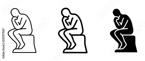 Canvastavla Iconic Thinker Silhouette, Contemplation Pose, Philosophy Symbol, Vector Art