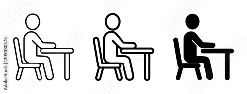 Canvas Print Student at Desk Icons, Learning, Studying, Education, School, Work, Sitting Figu