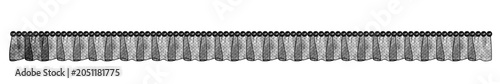 Fotografie Black mesh ruffled lace trim border vector illustration