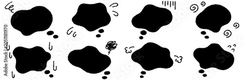 手書きの悩みの吹き出しセット 広告やLPに使えるゆるくてかわいいもやもやしたフレーム