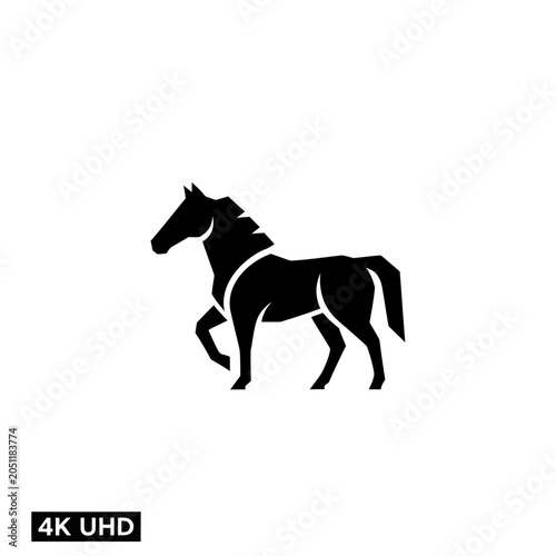 Bild auf Leinwand Silhouette of a majestic horse walking, isolated on white background, 4K UHD