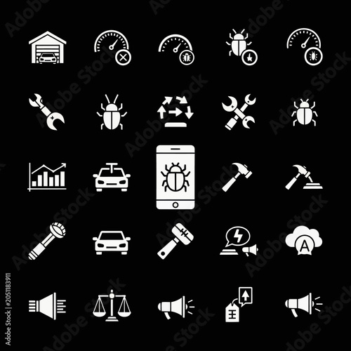 Software Debugging, Car Repair, and Business Icons Set