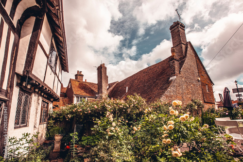old medieval house and garden  in Battle town , East Sussex,  England