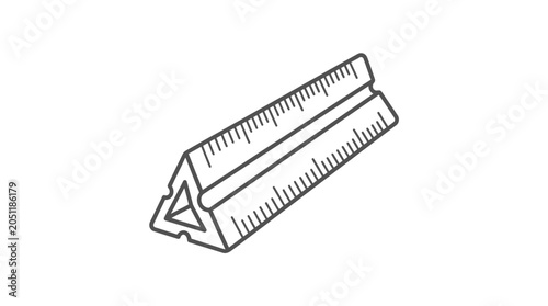 Tableau sur toile Triangular scale ruler drafting tool icon.