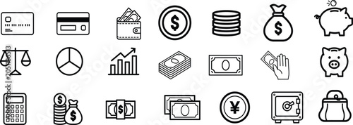 Foto Money and finance line icon set