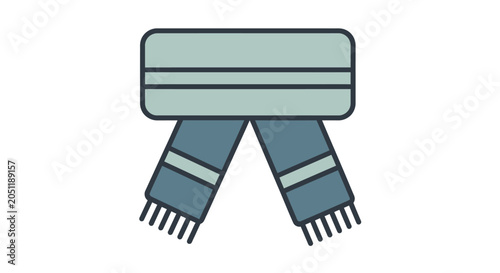 Digital illustration of a folded winter scarf with striped pattern and fringed ends