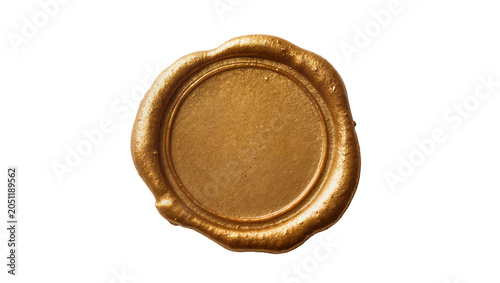 Obraz na plátně Gold wax seal stamp with embossed circle detail