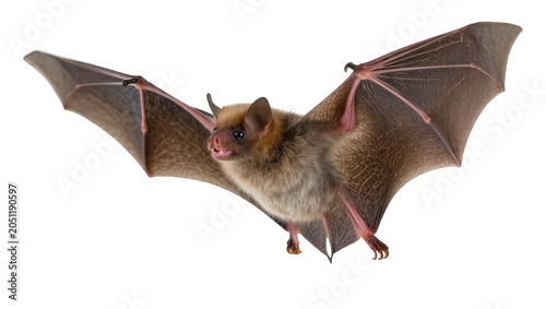 Quadro su tela Brown bat with spread wings flying, close-up studio shot
