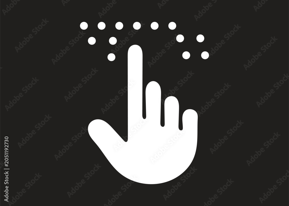 Fototapeta premium Hand touching braille dots, accessibility concept, inclusive design, visual impairment, black and white contrast.