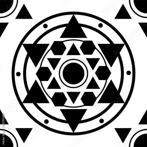 Abstract Geometric Mandala Pattern in Black and White