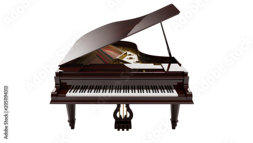 Fotografie Grand piano with open lid showing strings and hammers