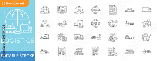 Tableau sur toile Logistics line icon set