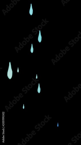 [Vertical 9:16 for social media]Hand-drawn raindrops: A simple animation of hand-drawn style rain falling.
