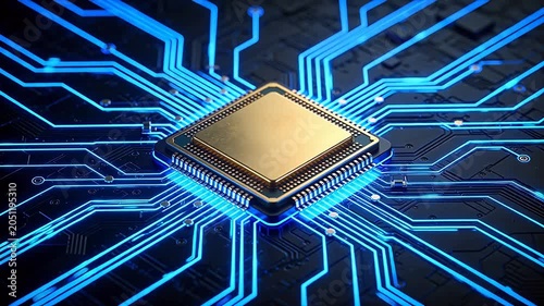 Microchip with glowing circuitry