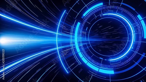 Blue neon digital tunnel
