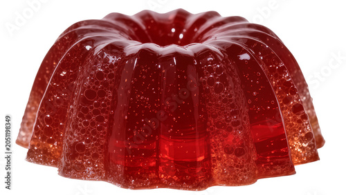 Foto Red gelatin dessert with bubbles