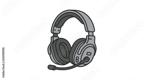 Wireless gaming headset with boom microphone perspective icon.