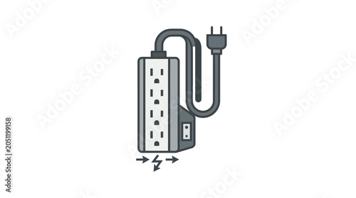 Electric power strip extension cord icon with plug.