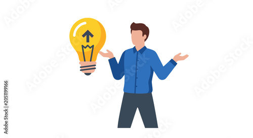 Man presenting idea with lightbulb concept for business innovation