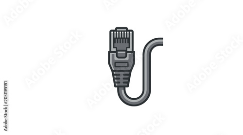Curved ethernet cable icon for network hardware connectivity.