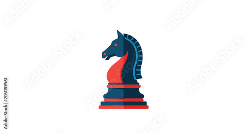 Stylized chess knight icon on white background symbolizing strategy and game