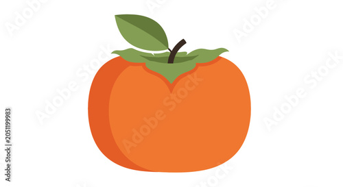 Vibrant orange persimmon fruit vector illustration on white background