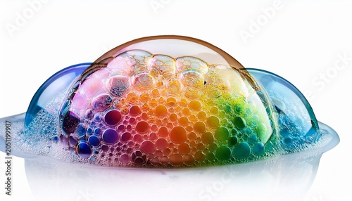 Soap Foam Colorful Bubbles Isolated On White
