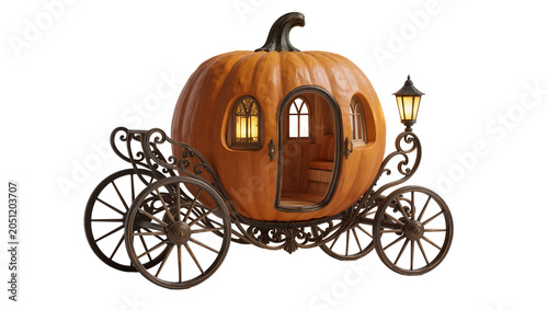 Fotografía Pumpkin carriage with ornate wheels and lantern
