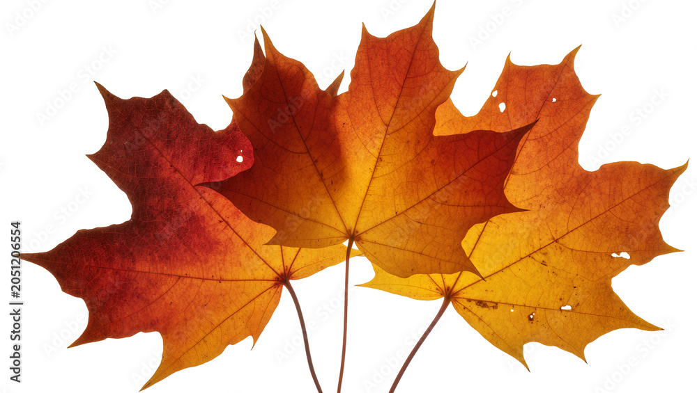 Fototapeta premium Autumn Maple Leaves in Red Orange, and Yellow Hues