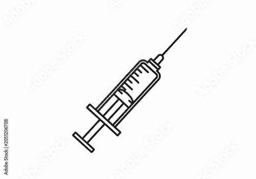 Foto Simple line art illustration of a medical syringe.