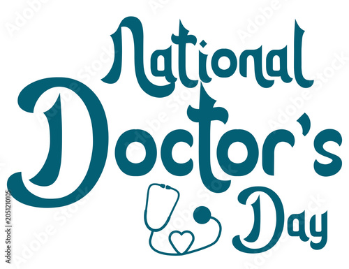 National Doctor's Day Text PNG with Medical Symbol